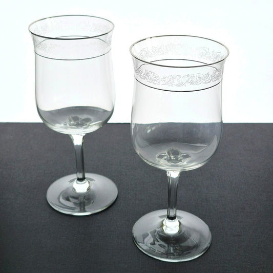 Lenox "Moonspun" Crystal Goblet Set of 2, c.1975-89 USA