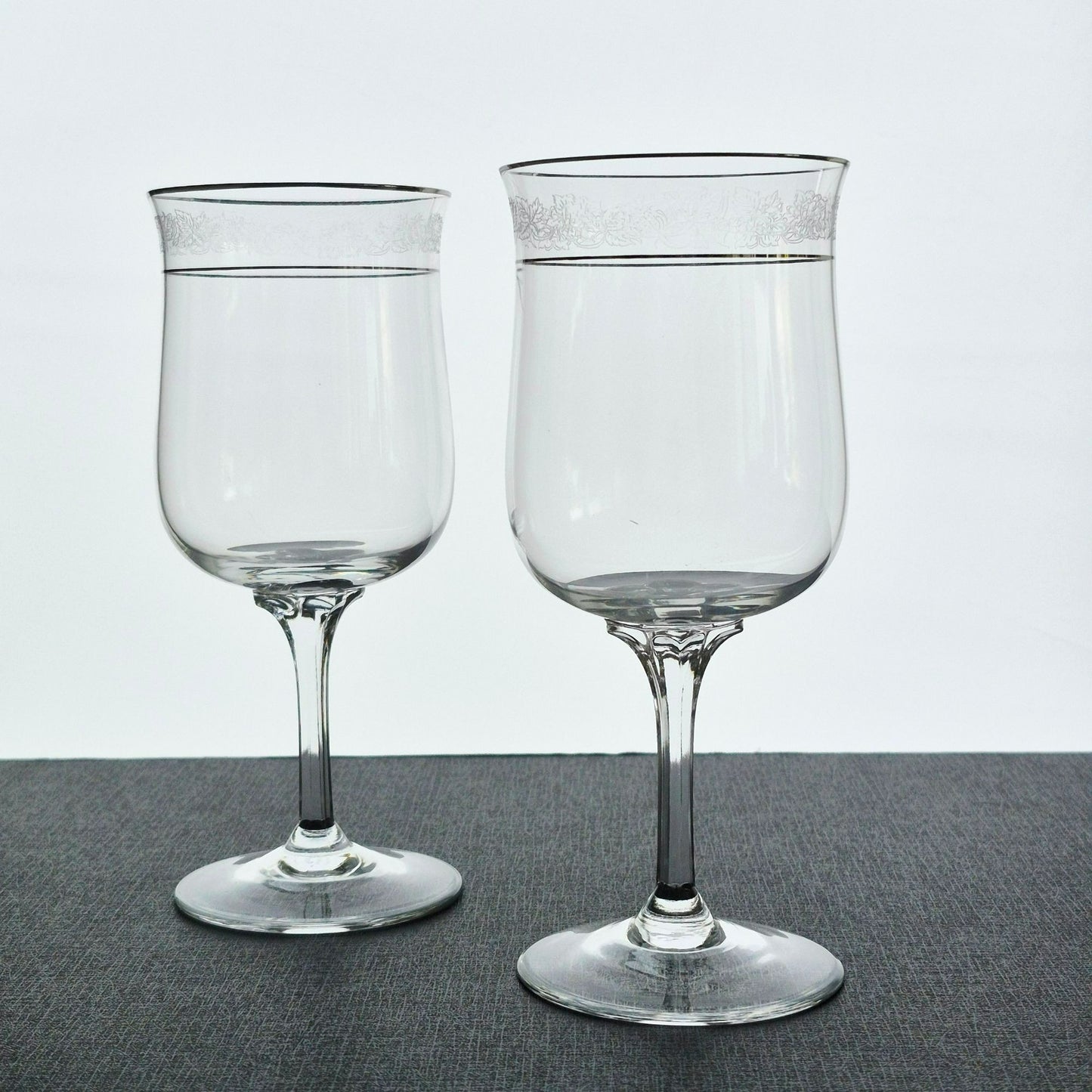 Lenox "Moonspun" Crystal Goblet Set of 2, c.1975-89 USA