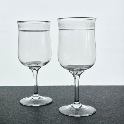 Lenox "Moonspun" Crystal Goblet Set of 2, c.1975-89 USA