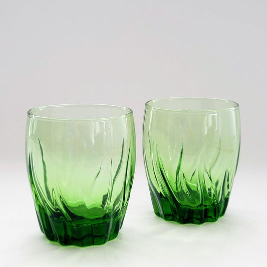 Anchor Hocking Central Park Ivy Green Old Fashioned, Set of 2, USA Made