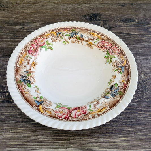 Johnson Bros Devonshire Brown Rimmed Soup Bowl, Set of 2