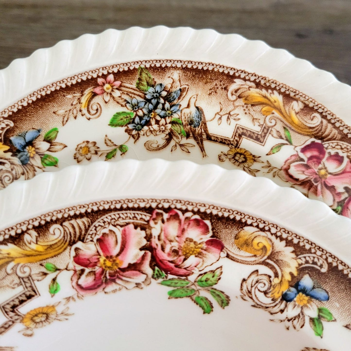 Johnson Bros Devonshire Brown Rimmed Soup Bowl, Set of 2