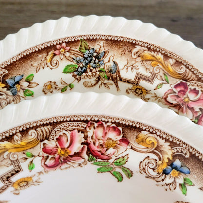 Johnson Bros Devonshire Brown Rimmed Soup Bowl, Set of 2