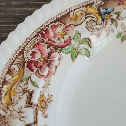 Johnson Bros Devonshire Brown Rimmed Soup Bowl, Set of 2