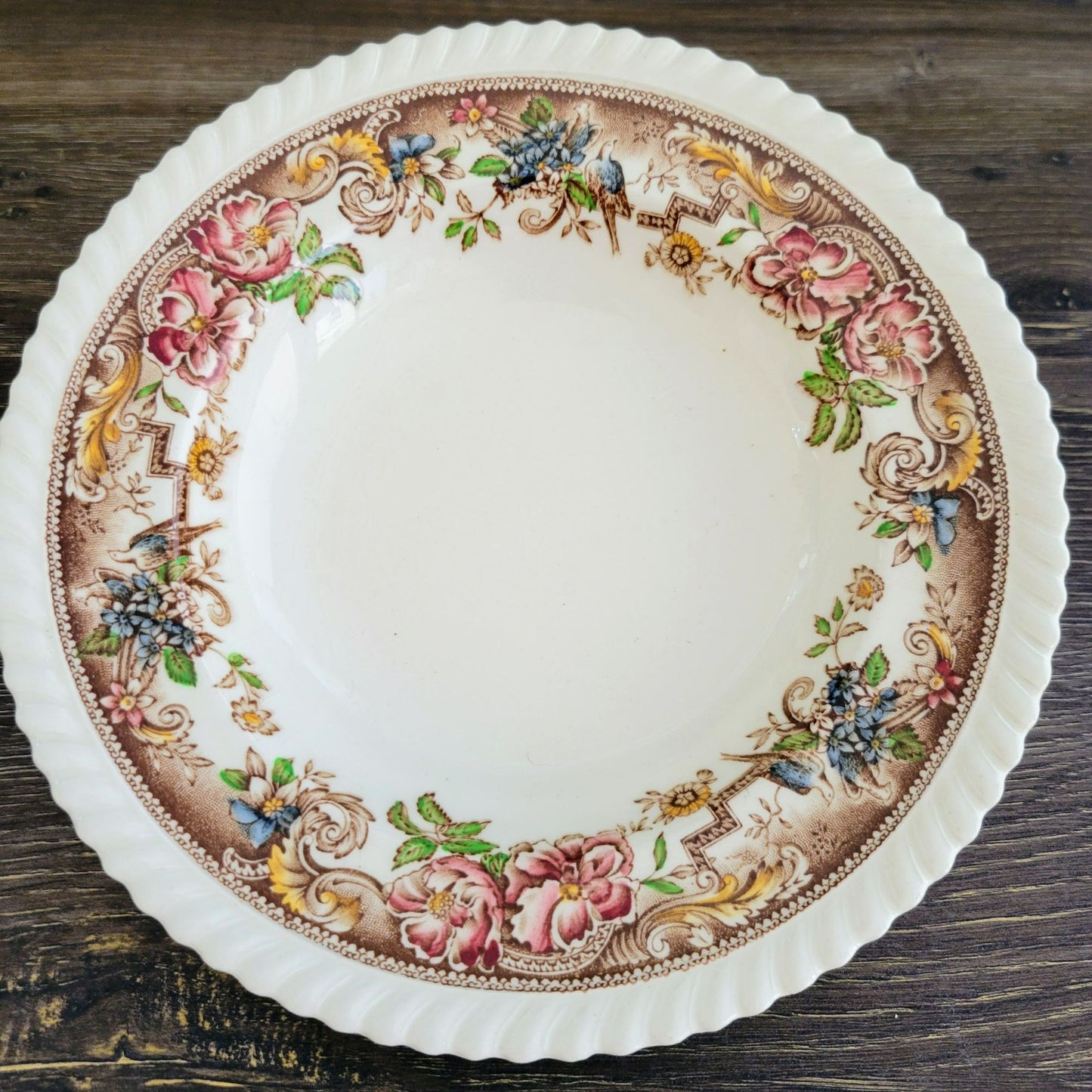 Johnson Bros Devonshire Brown Rimmed Soup Bowl, Set of 2