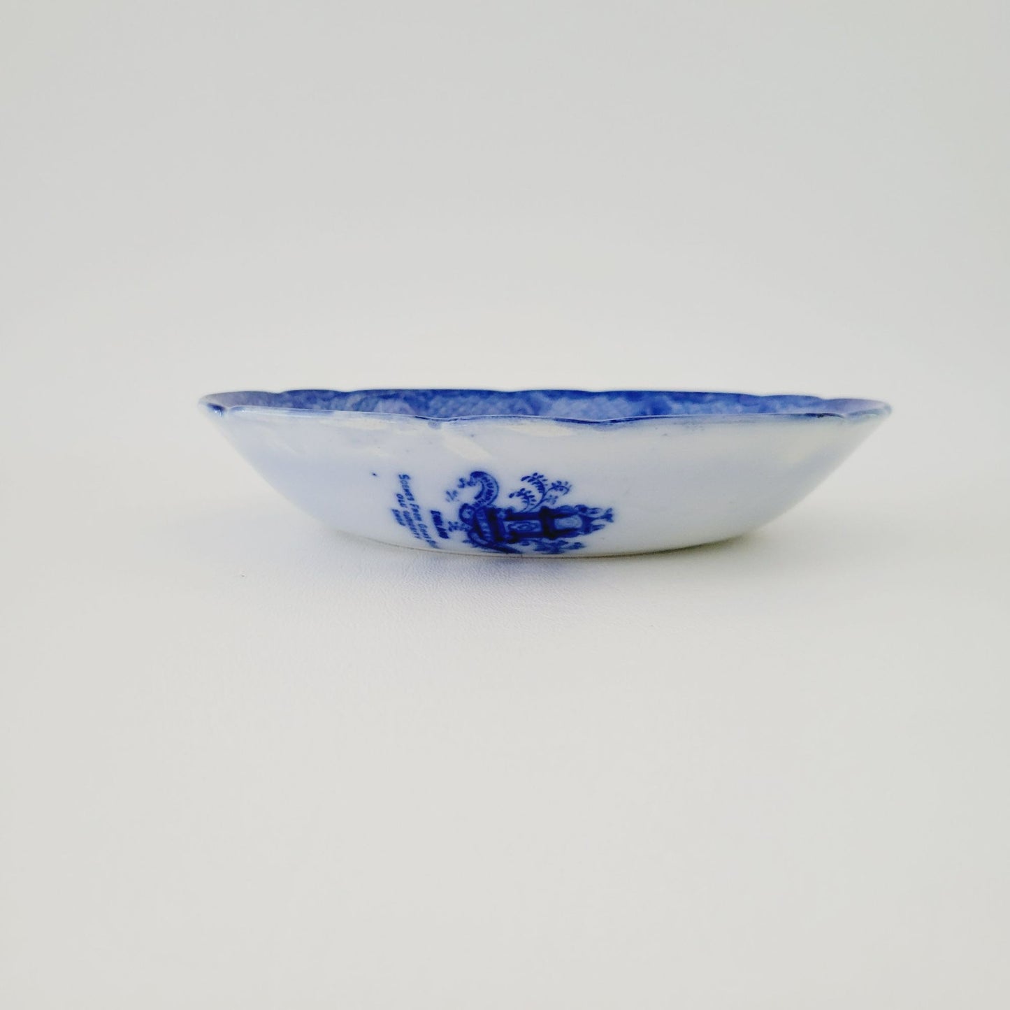Antique Ridgway Flow Blue Humphrey's Clock Flat Soup Bowl, c.1840s England