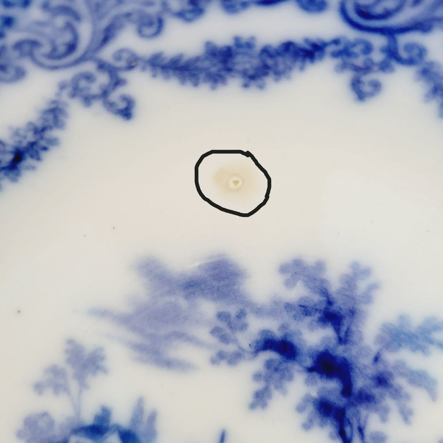 Antique Ridgway Flow Blue Humphrey's Clock Flat Soup Bowl, c.1840s England