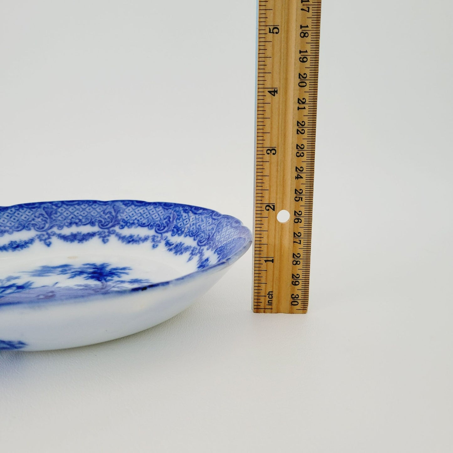 Antique Ridgway Flow Blue Humphrey's Clock Flat Soup Bowl, c.1840s England