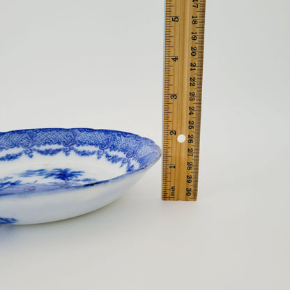 Antique Ridgway Flow Blue Humphrey's Clock Flat Soup Bowl, c.1840s England