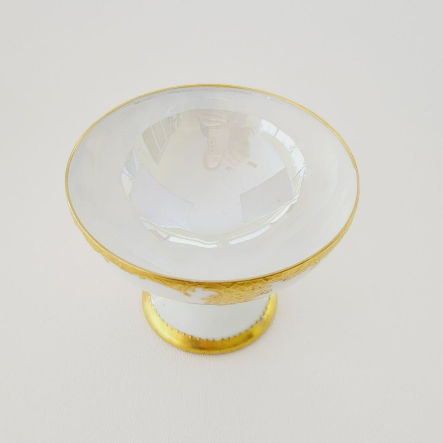 Hutschenreuther White & Gold Footed Dessert Bowl and Saucers, 2 Sets, Bavaria Germany