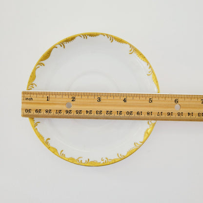 Hutschenreuther White & Gold Footed Dessert Bowl and Saucers, 2 Sets, Bavaria Germany