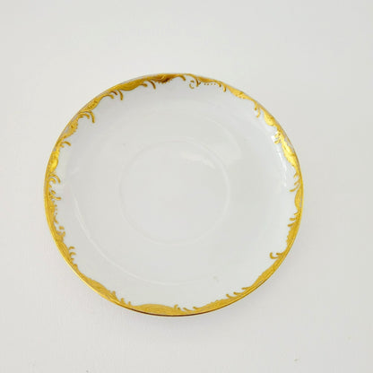 Hutschenreuther White & Gold Footed Dessert Bowl and Saucers, 2 Sets, Bavaria Germany