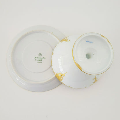 Hutschenreuther White & Gold Footed Dessert Bowl and Saucers, 2 Sets, Bavaria Germany