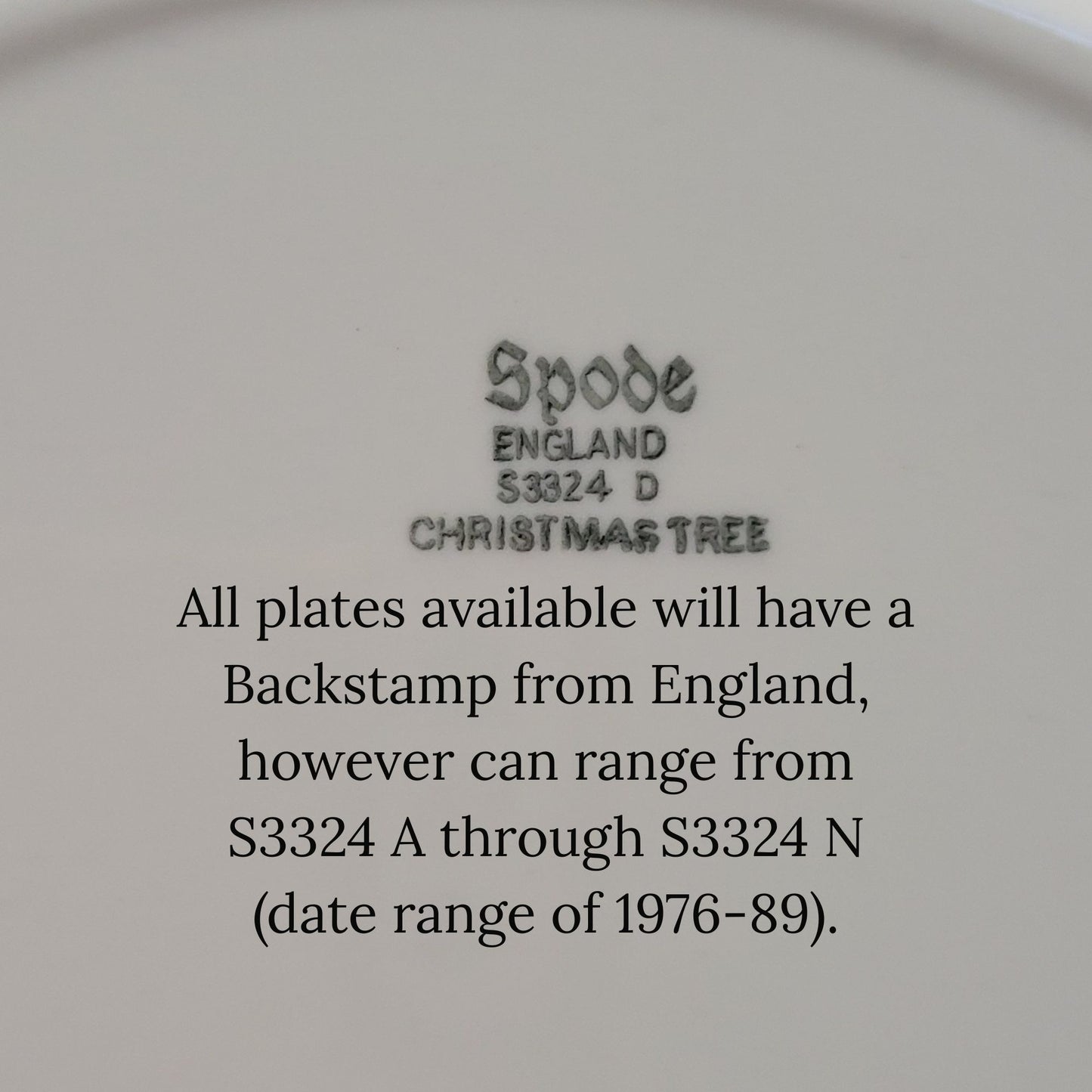 Spode Christmas Tree Dinner Plate, England c.1976-89