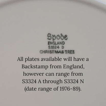 Spode Christmas Tree Dinner Plate, England c.1976-89