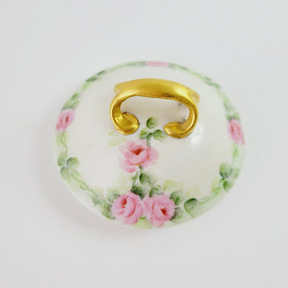 Antique Hand Painted Sugar Bowl and Creamer, Pale Green and Pink Floral, Gold Trim c.1898-1923 by J&C in Germany