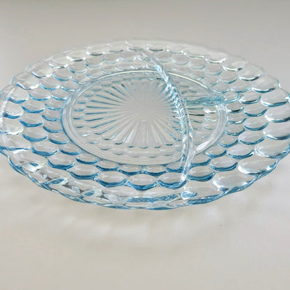 Anchor Hocking Bubble Blue Grill Plate Set of 2, c.1942-48 USA