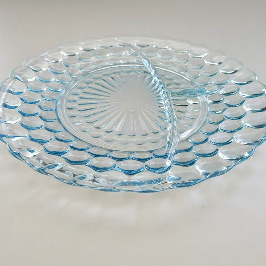 Anchor Hocking Bubble Blue Grill Plate Set of 2, c.1942-48 USA