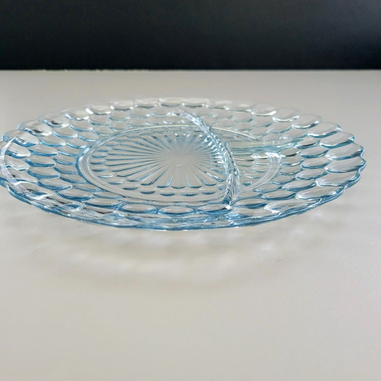 Anchor Hocking Bubble Blue Grill Plate Set of 2, c.1942-48 USA