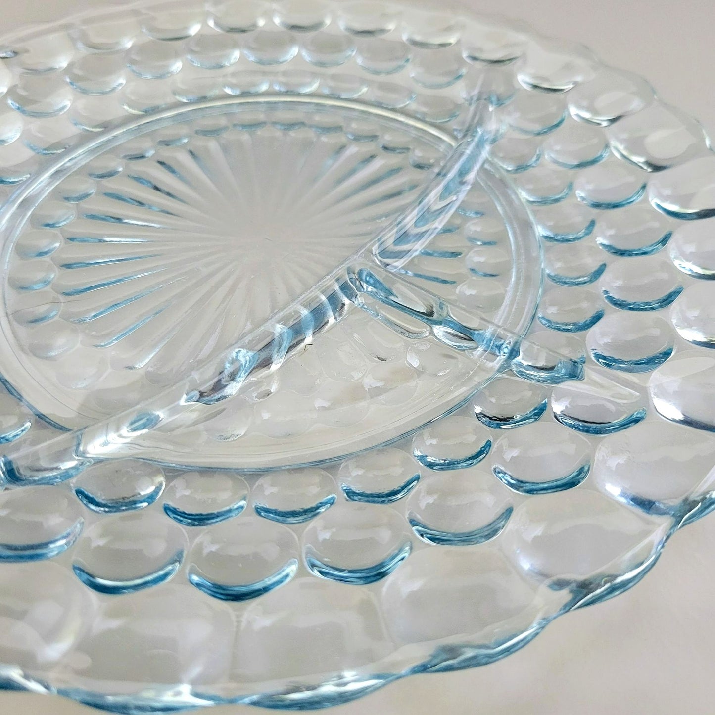 Anchor Hocking Bubble Blue Grill Plate Set of 2, c.1942-48 USA