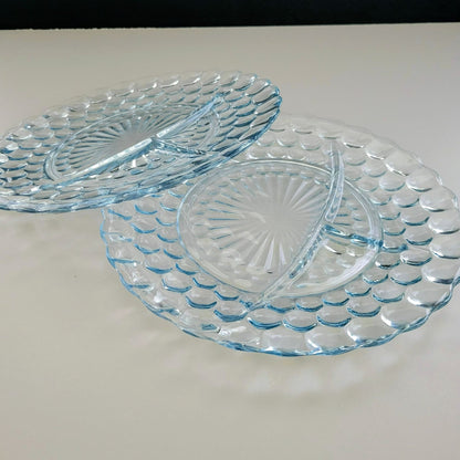 Anchor Hocking Bubble Blue Grill Plate Set of 2, c.1942-48 USA