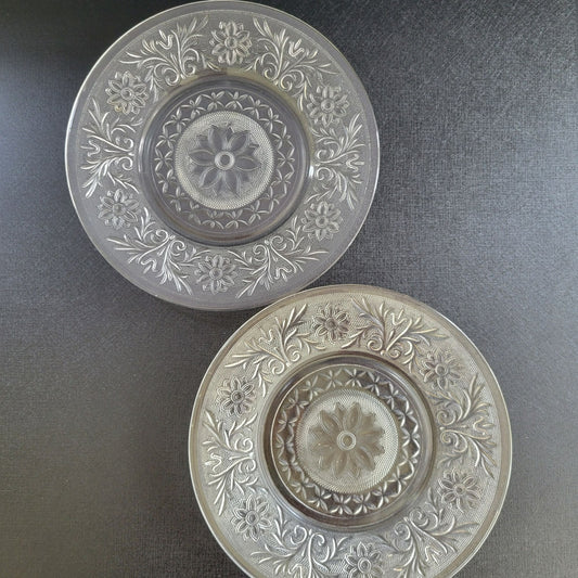 Anchor Hocking Sandwich Clear Dinner Plate Set of 2, c.1940s-60 USA