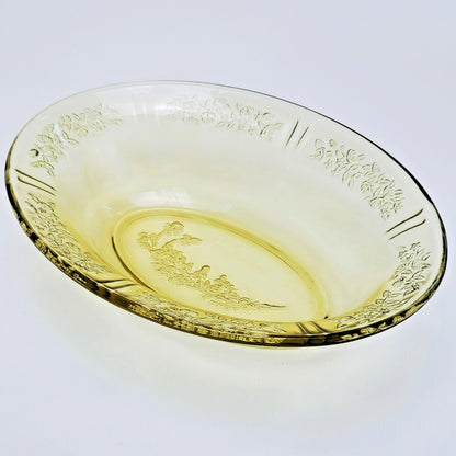 Federal Glass Sharon Cabbage Rose Oval Serving Bowl, c.1930s USA Made
