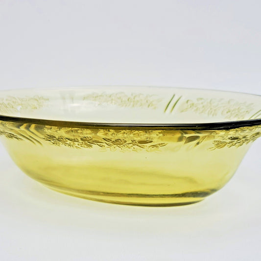Federal Glass Sharon Cabbage Rose Oval Serving Bowl, c.1930s USA Made