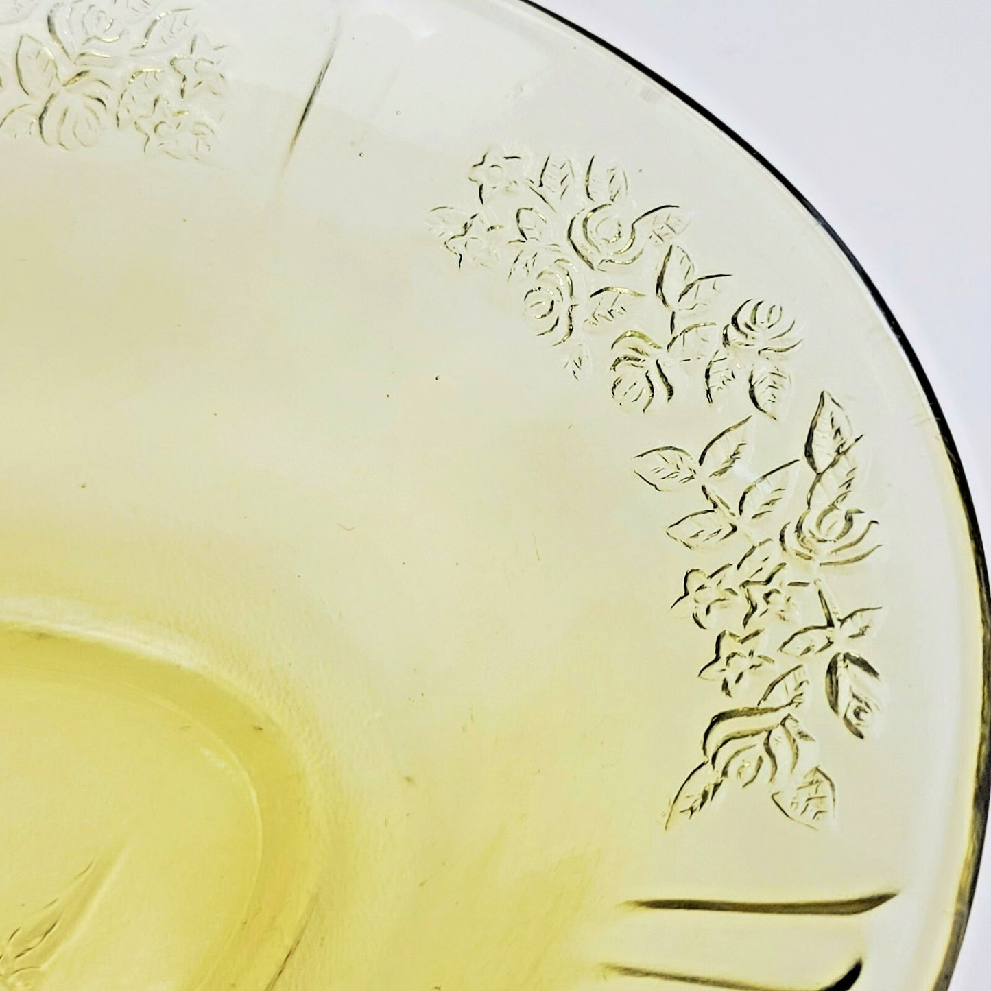 Federal Glass Sharon Cabbage Rose Oval Serving Bowl, c.1930s USA Made