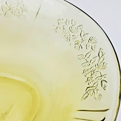 Federal Glass Sharon Cabbage Rose Oval Serving Bowl, c.1930s USA Made