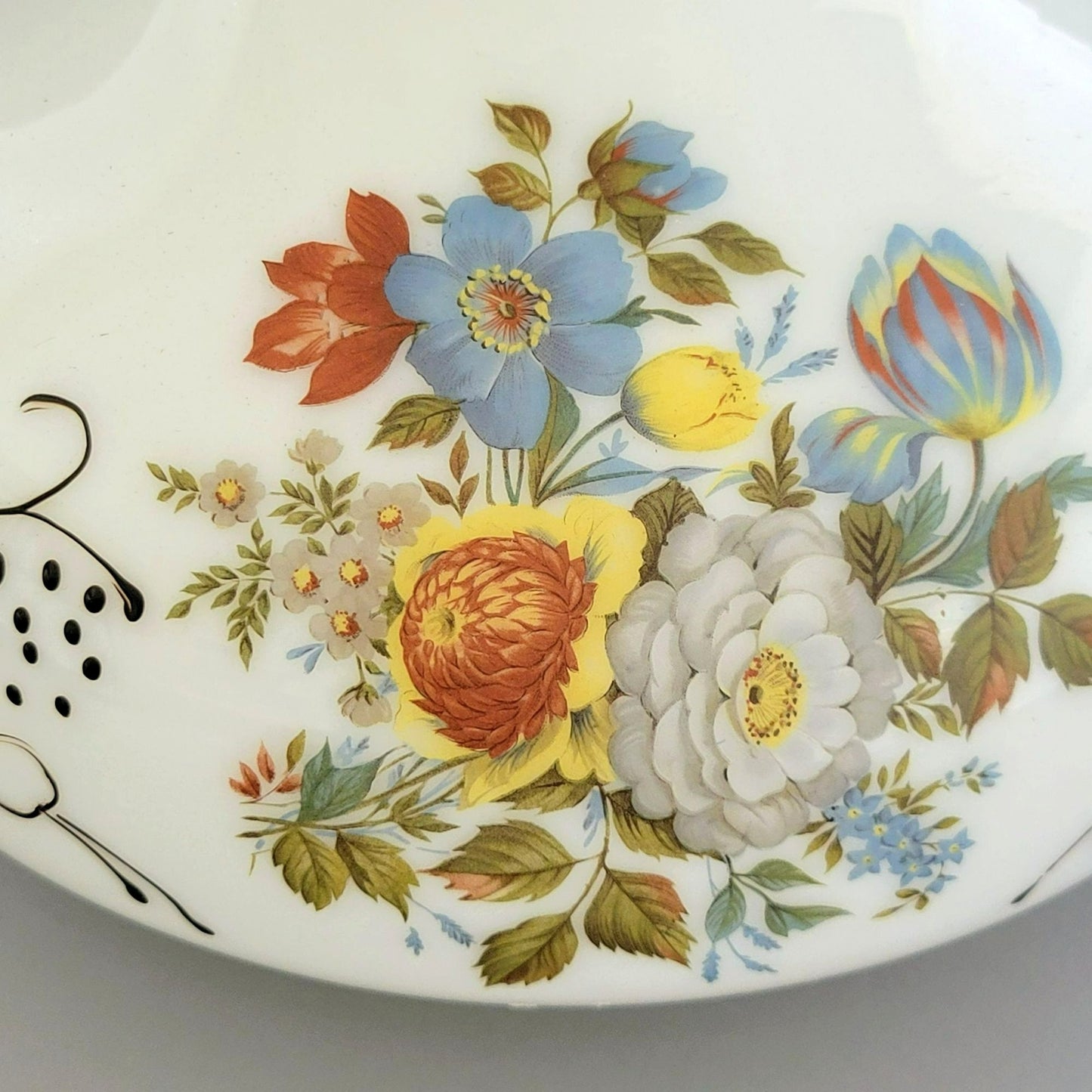 Vintage Hand Painted Floral Hurricane Lamp Shade