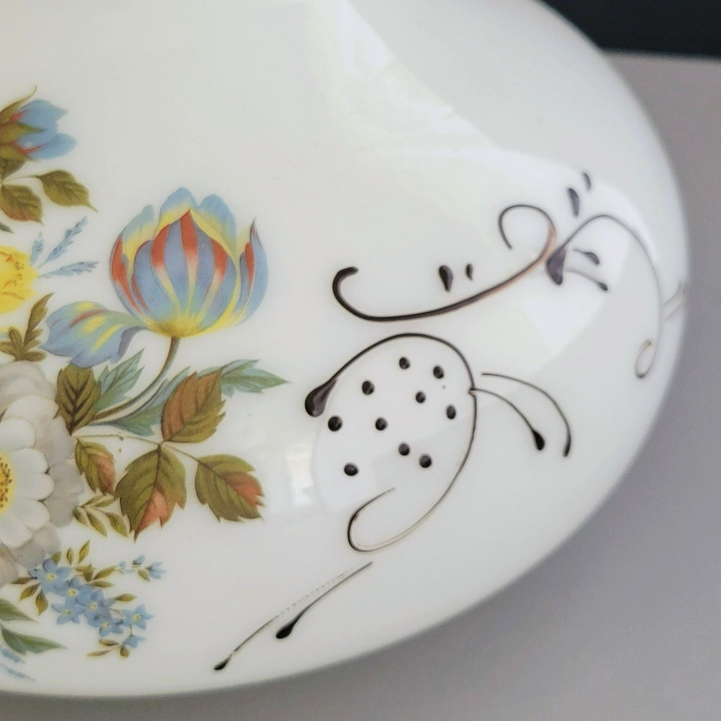 Vintage Hand Painted Floral Hurricane Lamp Shade