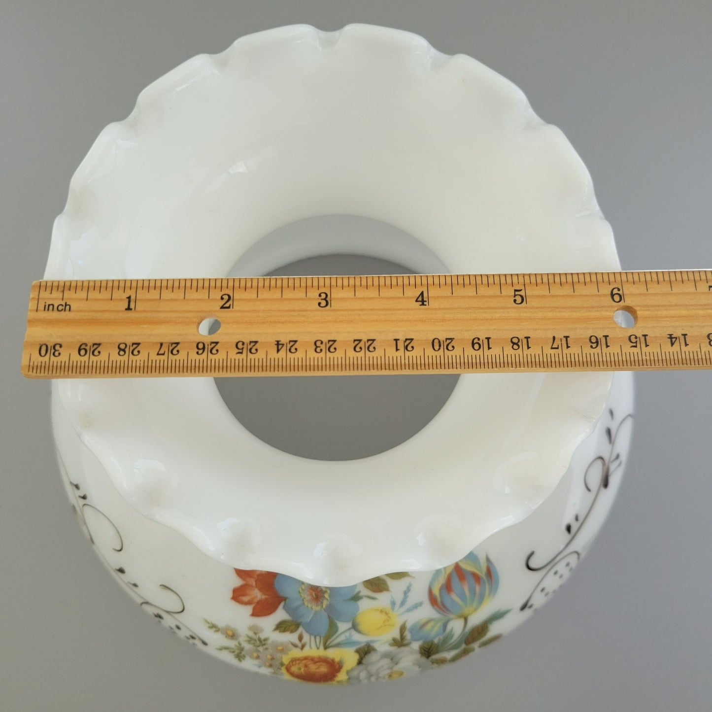 Vintage Hand Painted Floral Hurricane Lamp Shade