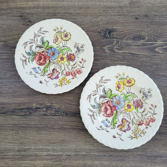 Vernon Kilns May Flowers Salad Plate Set of 2, c.1942-53 USA