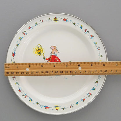 World Market Christmas Mouse Holiday Enamel Plate & Bowl Set of 3