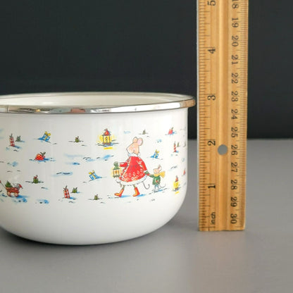 World Market Christmas Mouse Holiday Enamel Plate & Bowl Set of 3
