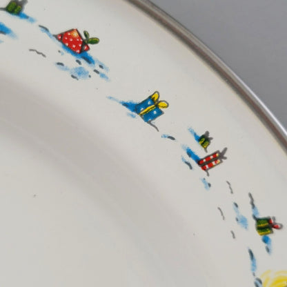 World Market Christmas Mouse Holiday Enamel Plate & Bowl Set of 3