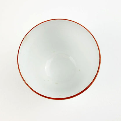 Antique Petrus Regout Demitasse Cup & Saucer Set, Red & Brown Bird Design, Netherlands c. Late 1800s