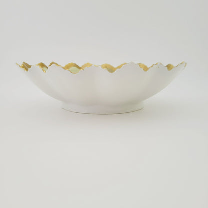 Antique M.Z Austria Cabinet Bowl, Hand Painted Green with Roses, Heavy Gold & Embossed Edging  c.1884-1909