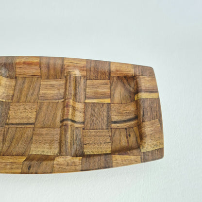 Weavewood Inc. Wooden 3 Part Divided Serving Tray, c.1970s USA