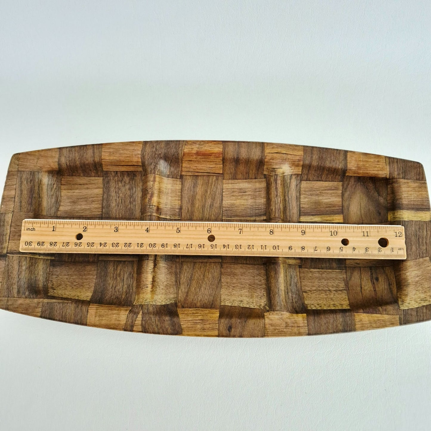 Weavewood Inc. Wooden 3 Part Divided Serving Tray, c.1970s USA