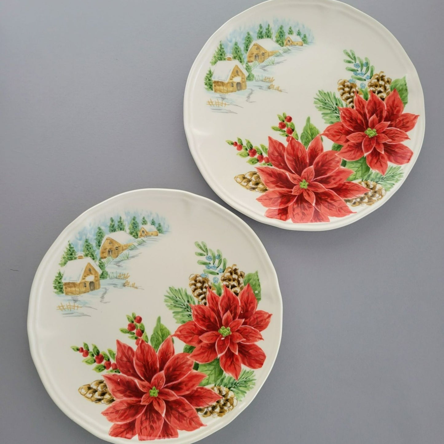 Maxcera Winter Poinsettia Salad Plate, Set of 2