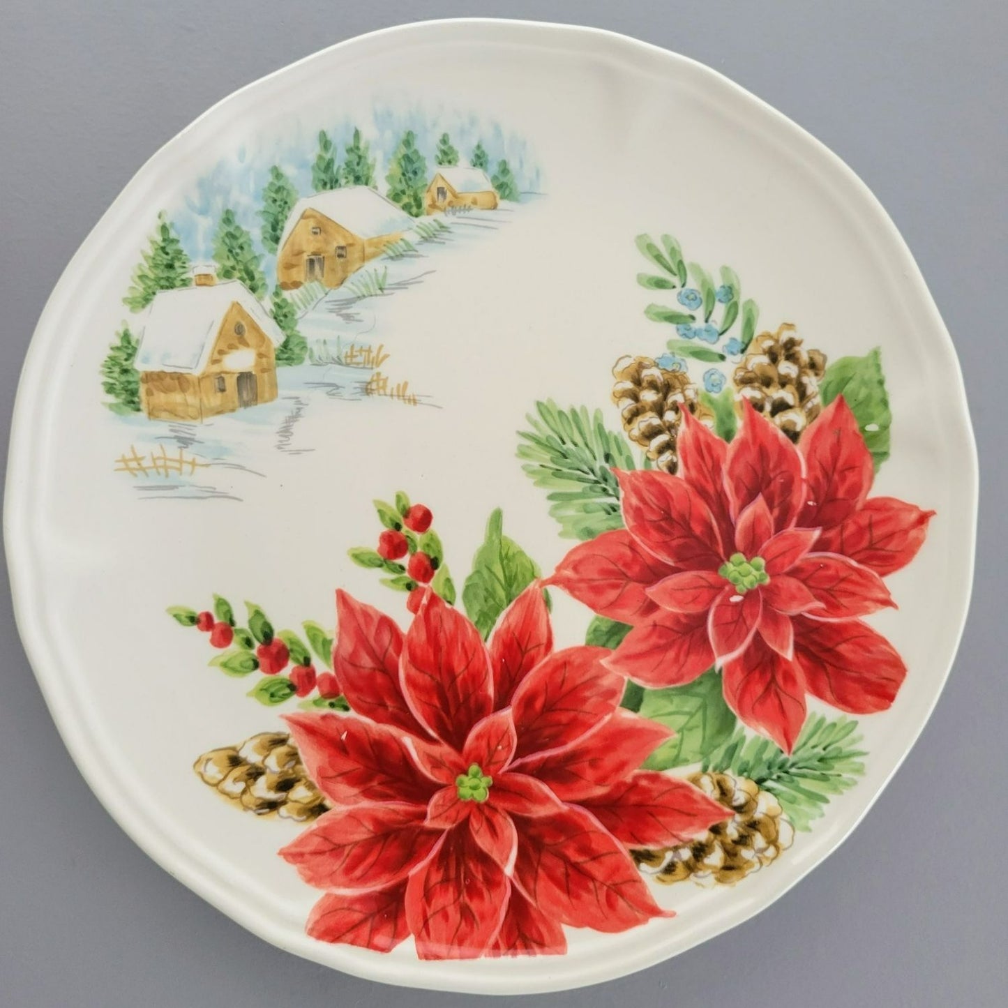 Maxcera Winter Poinsettia Salad Plate, Set of 2