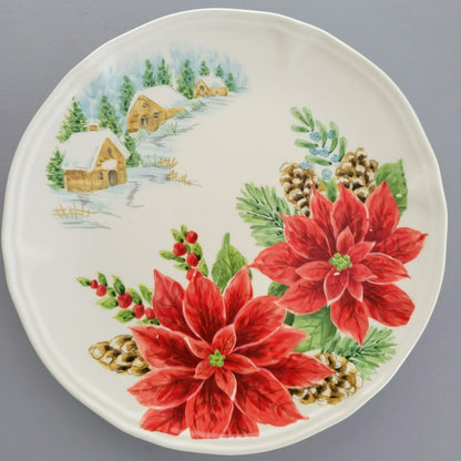 Maxcera Winter Poinsettia Salad Plate, Set of 2