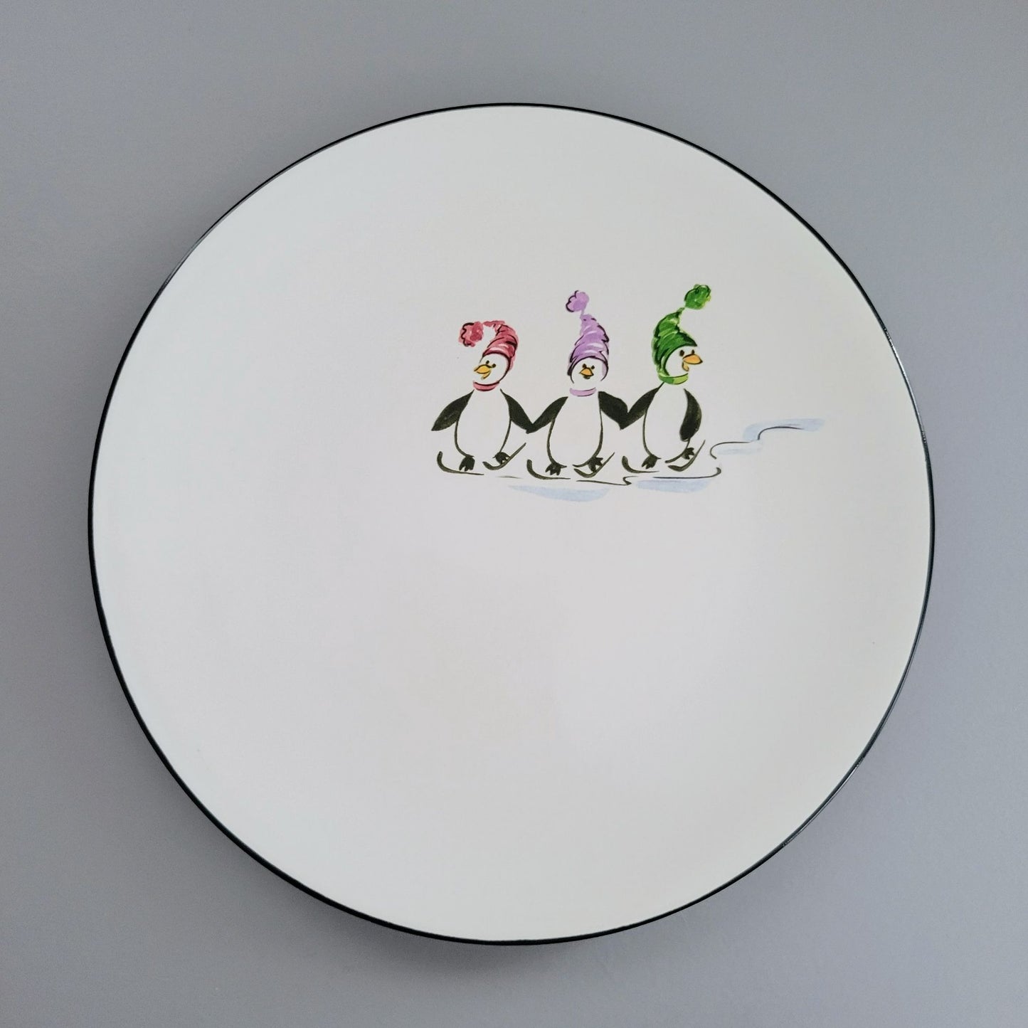 Pfaltzgraff Penguin Skate Salad Plate Set of 4, c.2006-2010