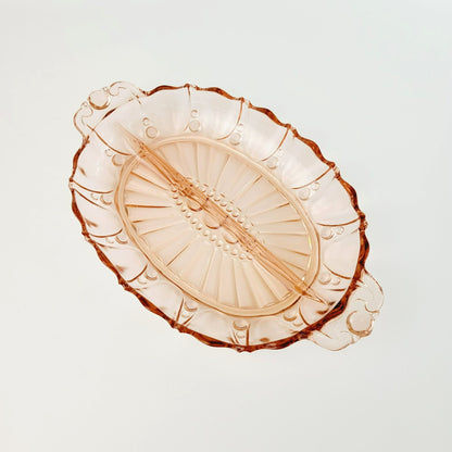 Anchor Hocking Pink Oyster & Pearl Relish Tray, c.1938-40 USA