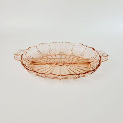Anchor Hocking Pink Oyster & Pearl Relish Tray, c.1938-40 USA