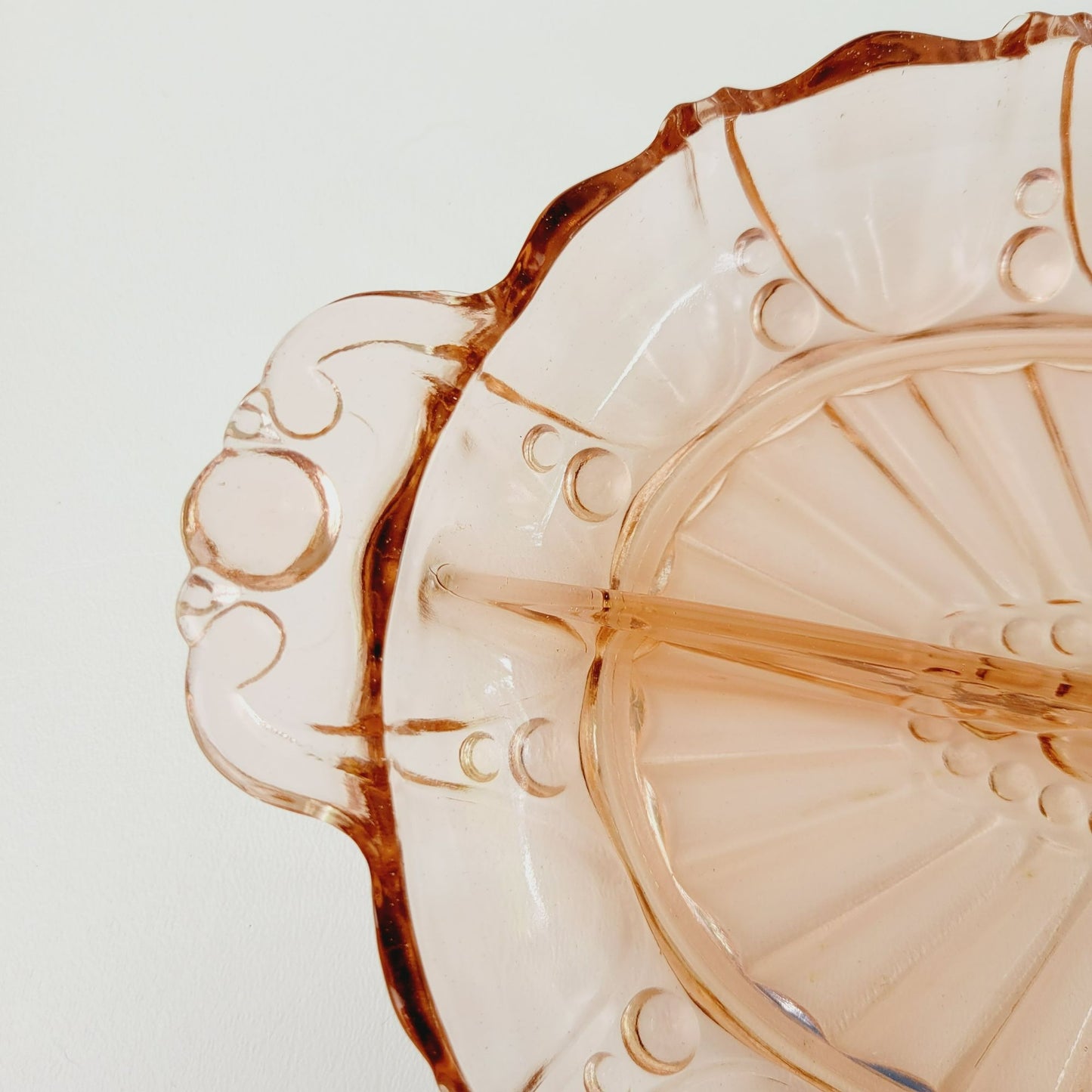 Anchor Hocking Pink Oyster & Pearl Relish Tray, c.1938-40 USA