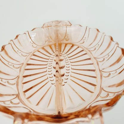 Anchor Hocking Pink Oyster & Pearl Relish Tray, c.1938-40 USA