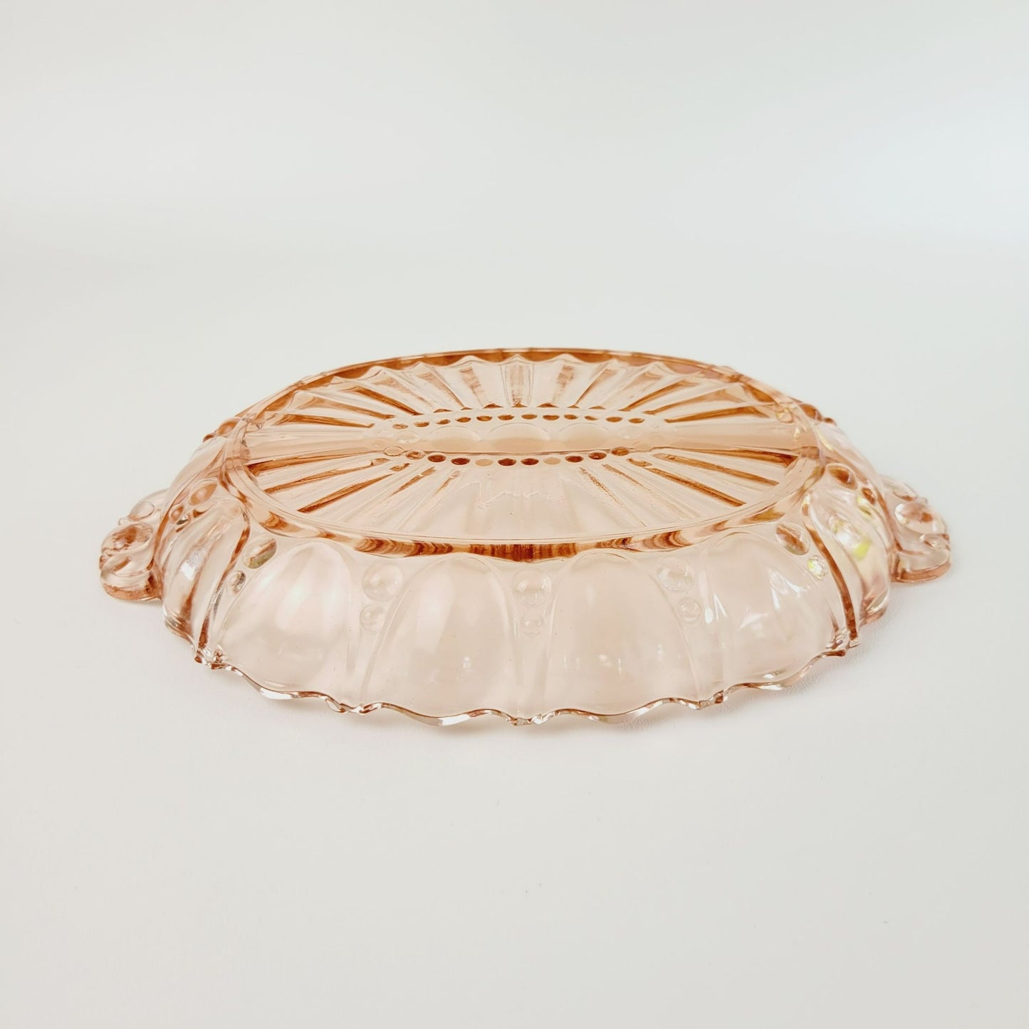 Anchor Hocking Pink Oyster & Pearl Relish Tray, c.1938-40 USA